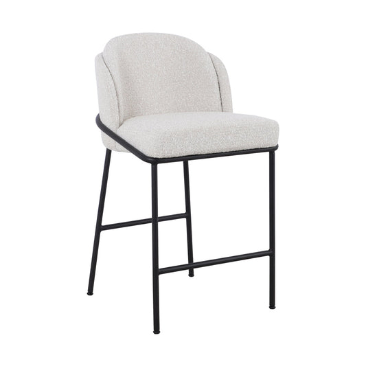 Ex Display - Abiram 65cm Bar Stool - Pearl Grey Boucle