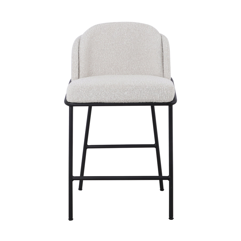 Ex Display - Abiram 65cm Bar Stool - Pearl Grey Boucle