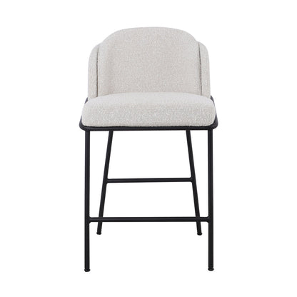 Ex Display - Abiram 65cm Bar Stool - Pearl Grey Boucle