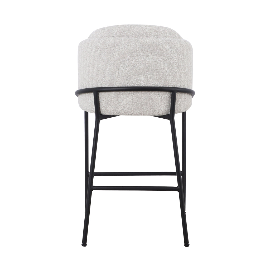 Ex Display - Abiram 65cm Bar Stool - Pearl Grey Boucle