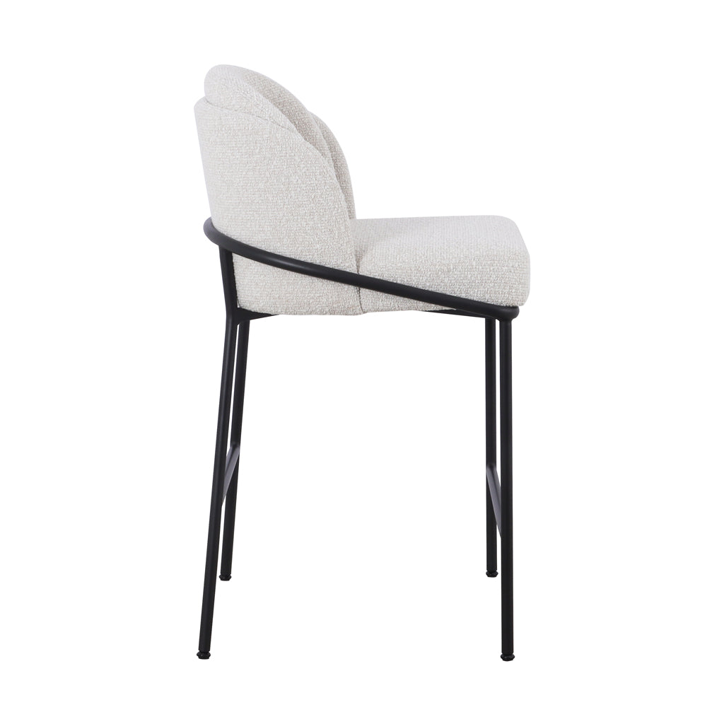 Ex Display - Abiram 65cm Bar Stool - Pearl Grey Boucle