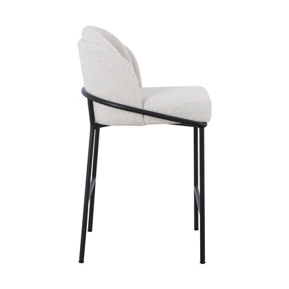 Ex Display - Abiram 65cm Bar Stool - Pearl Grey Boucle