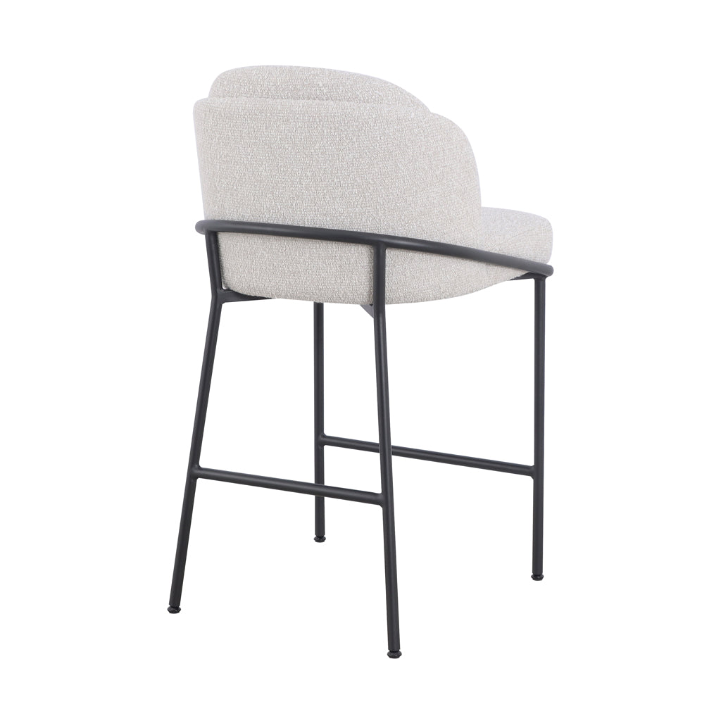 Ex Display - Abiram 65cm Bar Stool - Pearl Grey Boucle