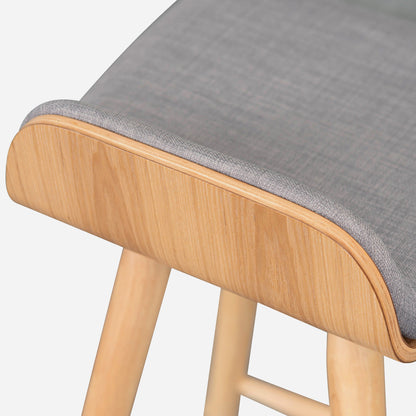 Finn 65cm Fabric Bar Stool - Grey - Natural