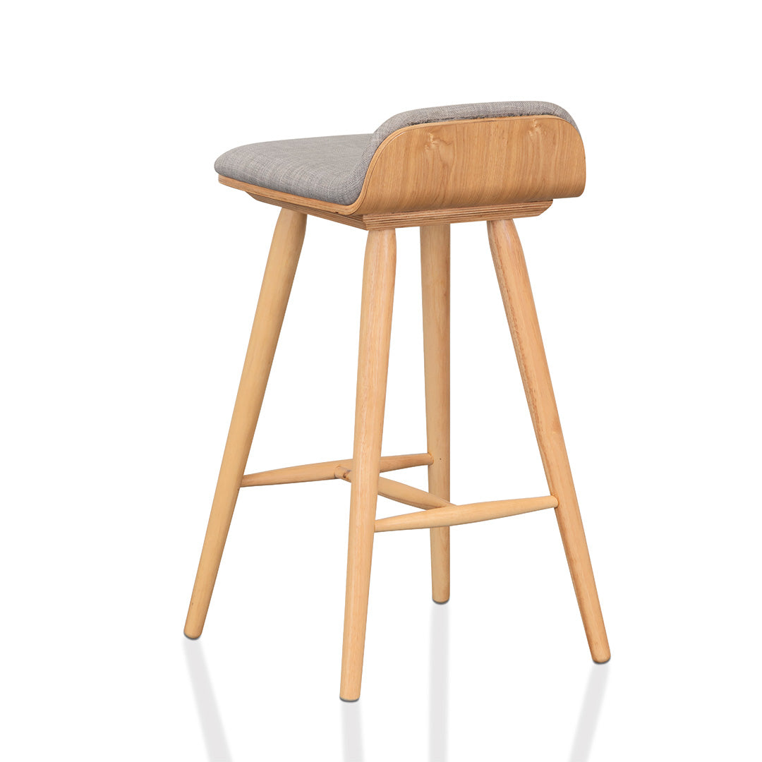 Finn 65cm Fabric Bar Stool - Grey - Natural