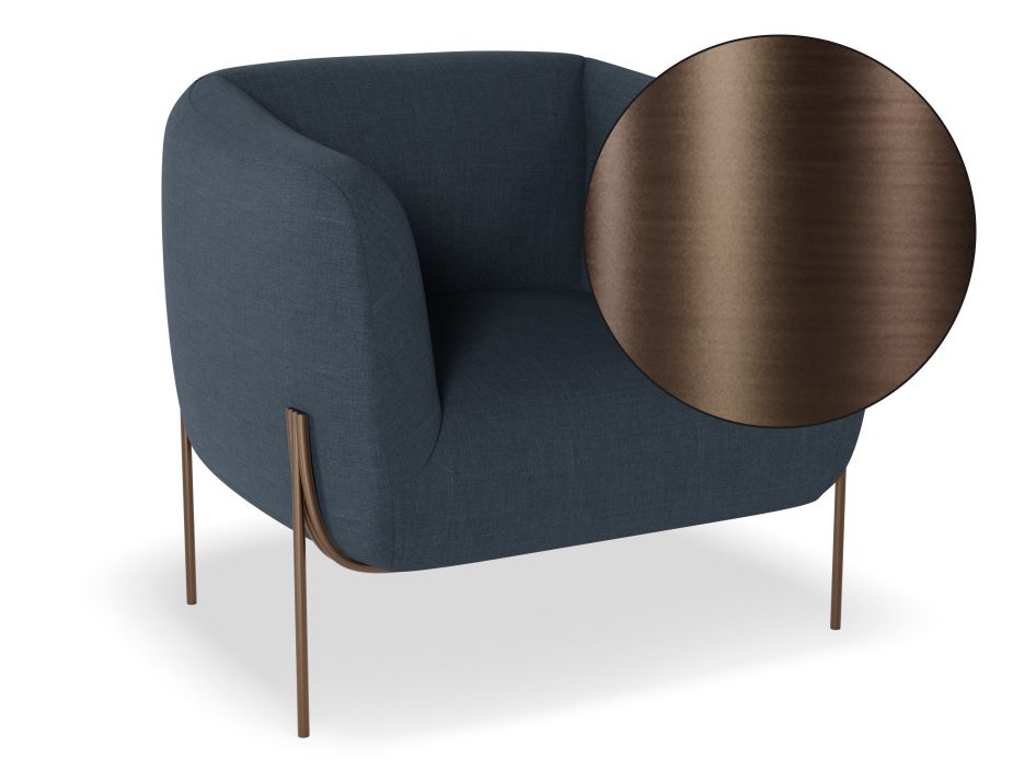 Belle Lounge Chair - Midnight Blue - Brushed Matt Bronze Legs