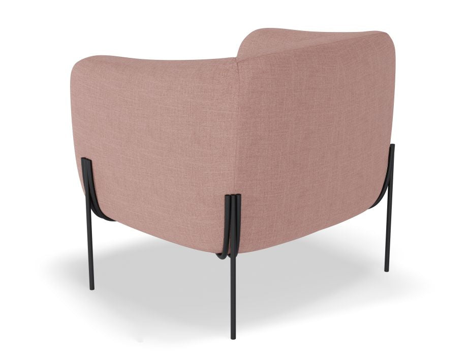 Belle Lounge Chair - Blush Pink - Matt Black Legs