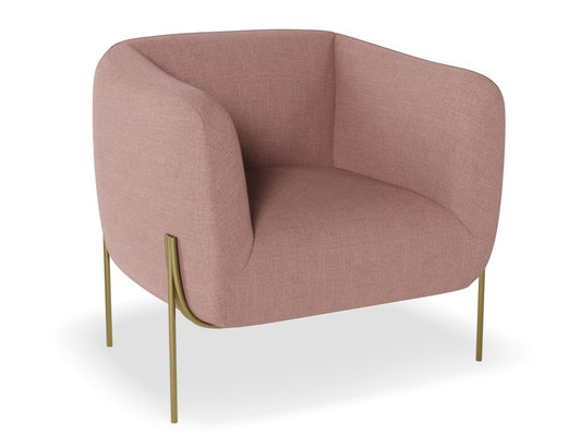 Belle Lounge Chair - Blush Pink - Brushed Matt Gold Legs