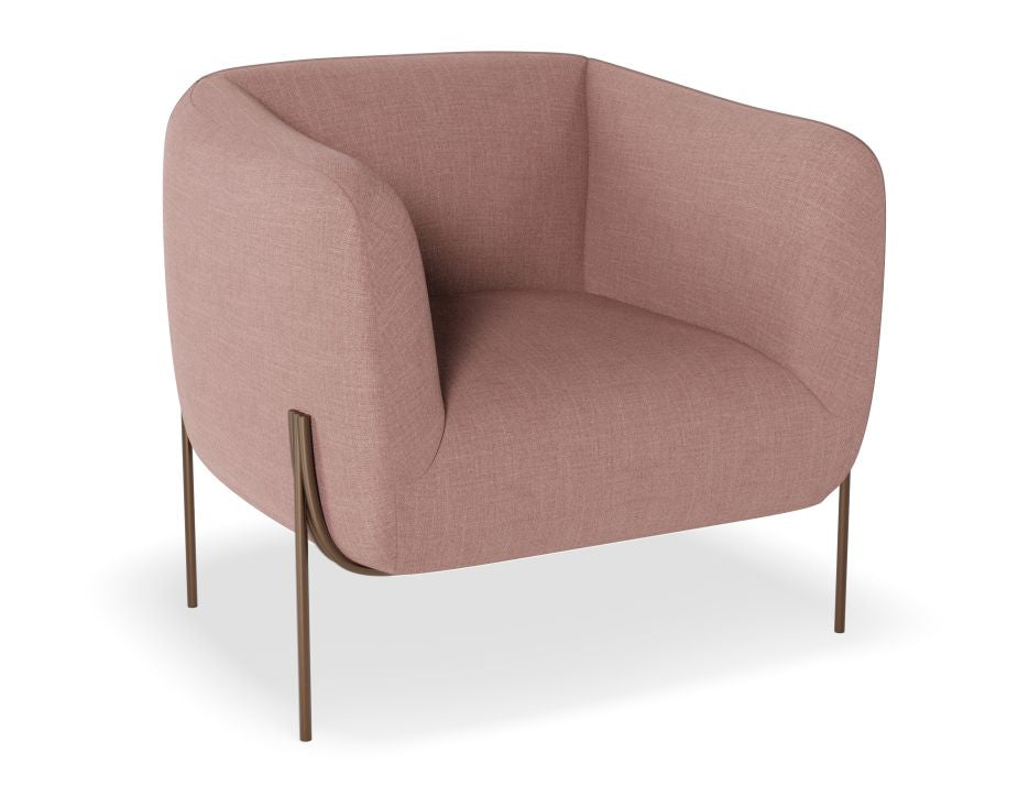 Belle Lounge Chair - Blush Pink - Brushed Matt Bronze Legs