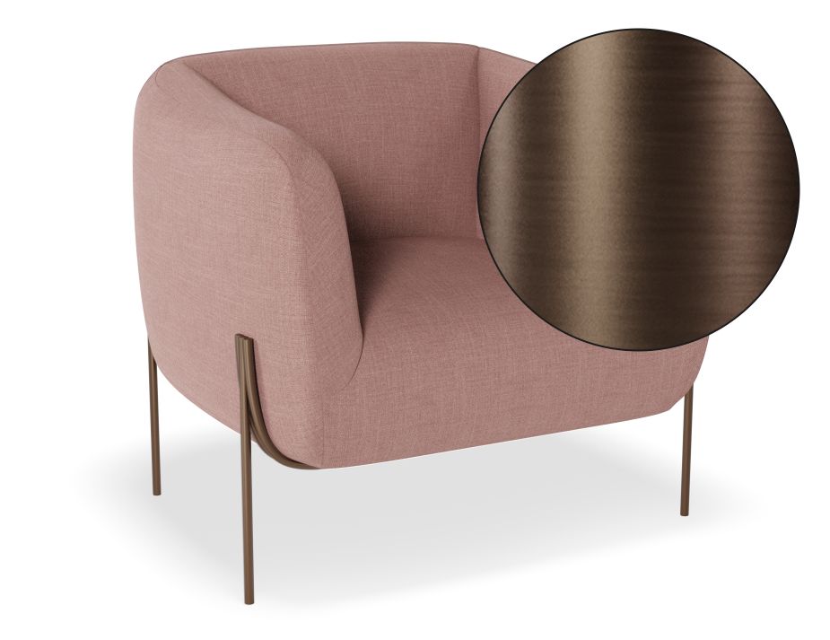 Belle Lounge Chair - Blush Pink - Brushed Matt Bronze Legs