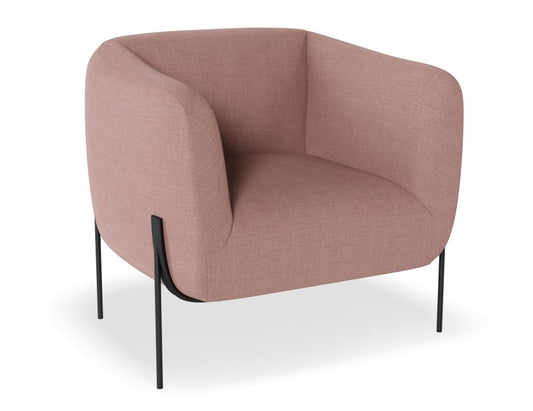 Belle Lounge Chair - Blush Pink - Matt Black Legs