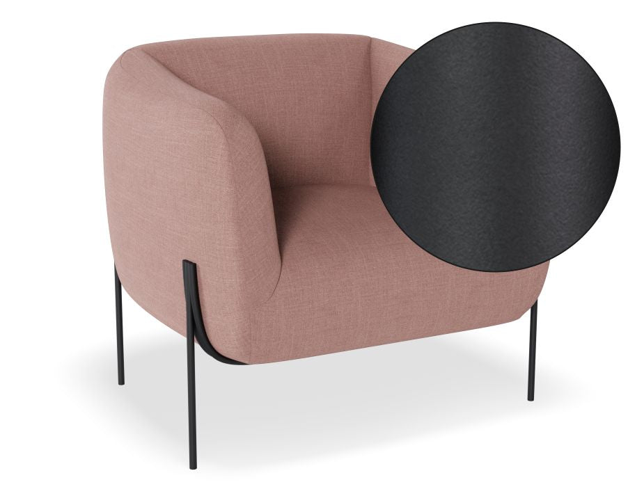 Belle Lounge Chair - Blush Pink - Matt Black Legs