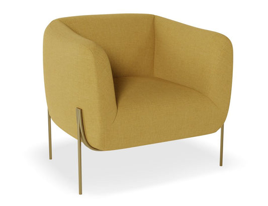 Belle Lounge Chair - Tuscan Yellow - Brushed Matt Gold Legs