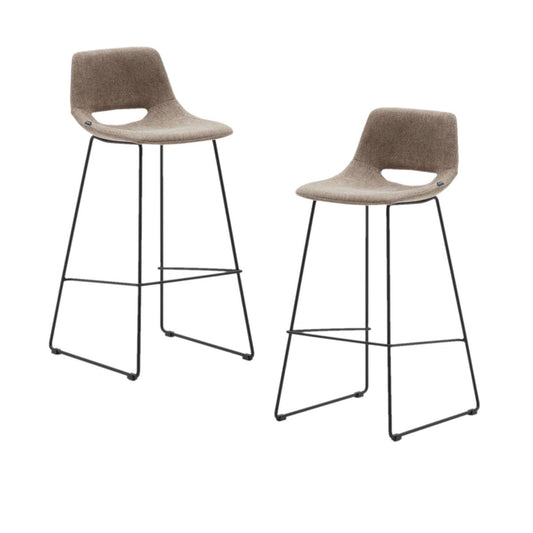 Set of 2 - Bernard Fabric Bar Stool - Brown