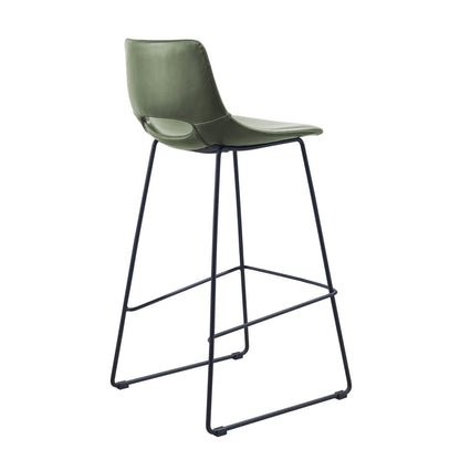 Set of 2 - Bernard Faux Leather Bar Stool - Dark Green