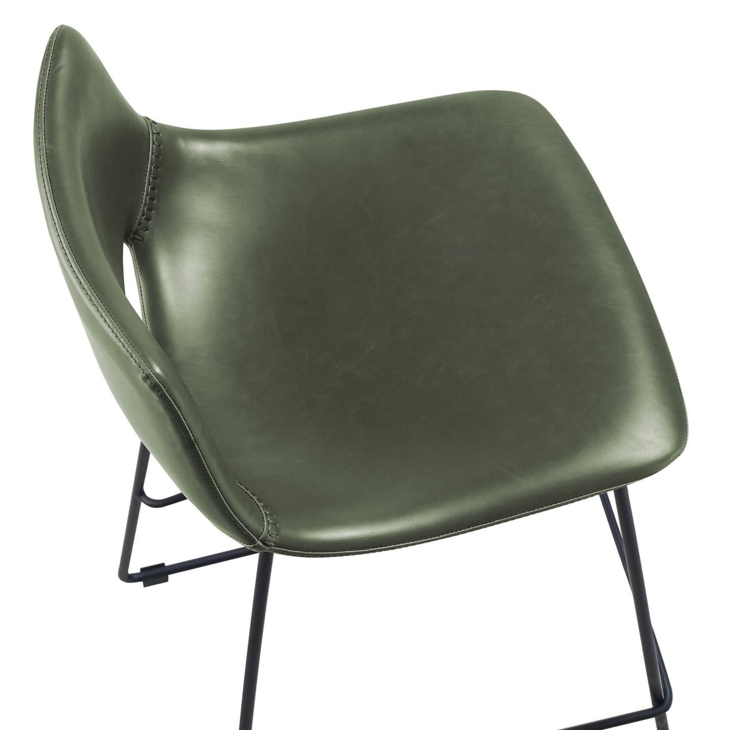 Set of 2 - Bernard Faux Leather Bar Stool - Dark Green