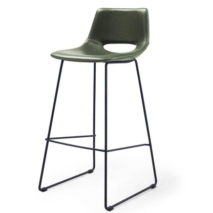 Set of 2 - Bernard Faux Leather Bar Stool - Dark Green