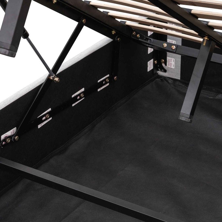 Fabric Single Bed Frame - Pearl Grey with Storage