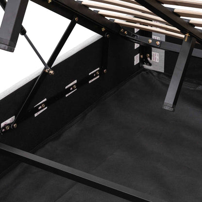 Fabric Single Bed Frame - Pearl Grey with Storage