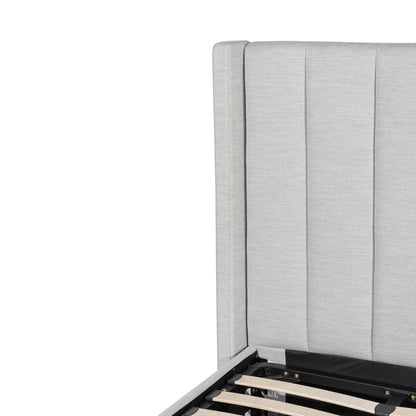 Fabric Single Bed Frame - Pearl Grey with Storage
