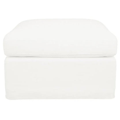 Birkshire Slip Cover Ottoman - White Linen