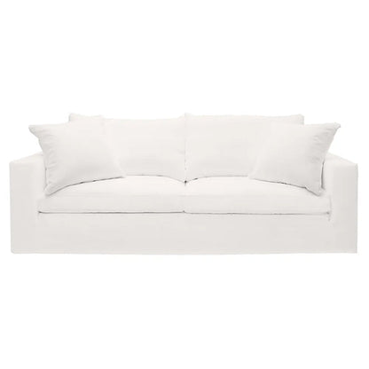 Bungalow 3 Seater Slip Cover Sofa - White Cotton
