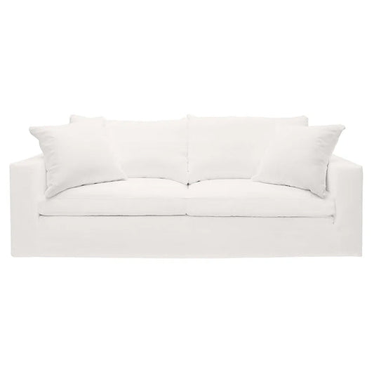 Bungalow 3 Seater Slip Cover Sofa - White Cotton