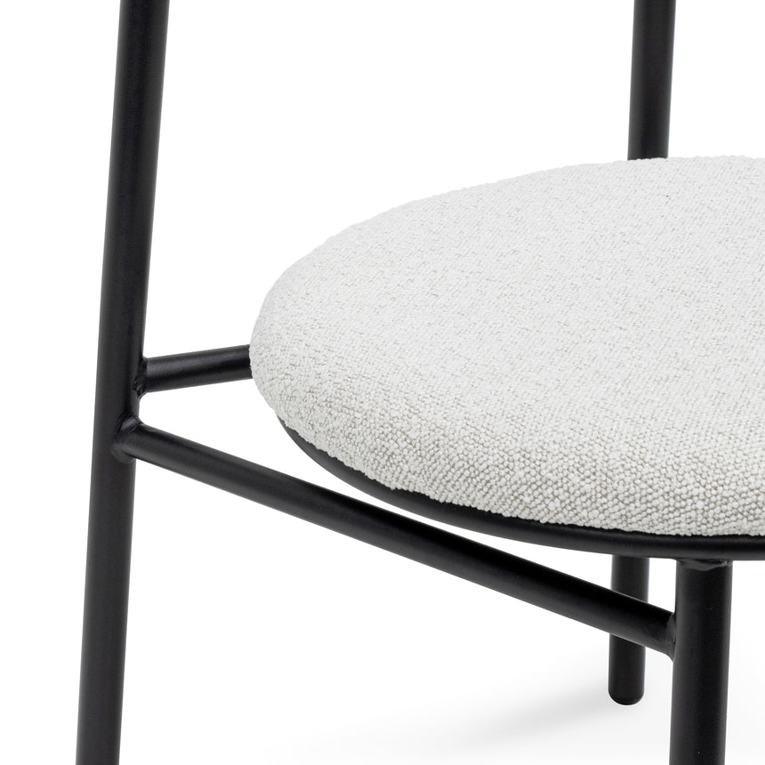 Fabric Dining Chair - Moon White Boucle and Black Legs(Set of 2)