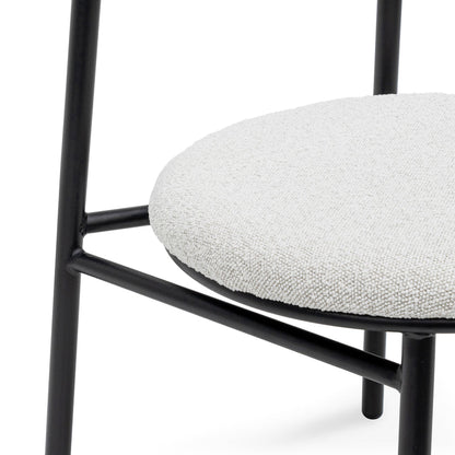 Fabric Dining Chair - Moon White Boucle and Black Legs(Set of 2)