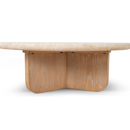 90cm Round Travertine Coffee Table - Natural