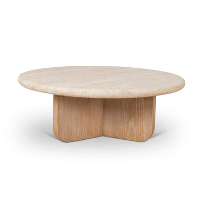 90cm Round Travertine Coffee Table - Natural
