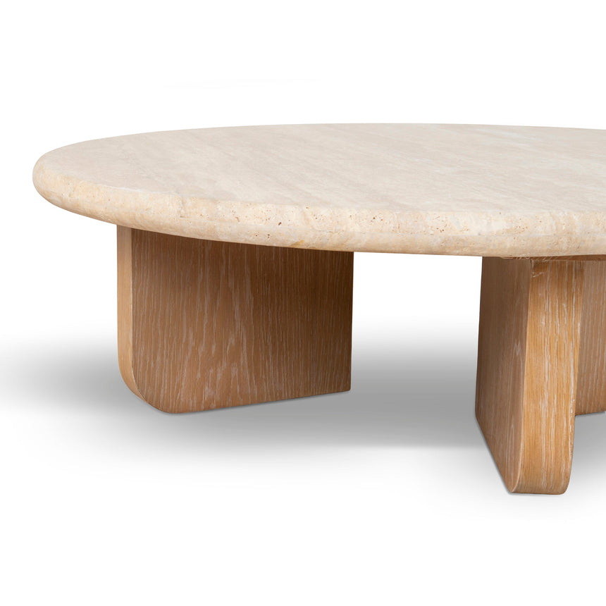90cm Round Travertine Coffee Table - Natural