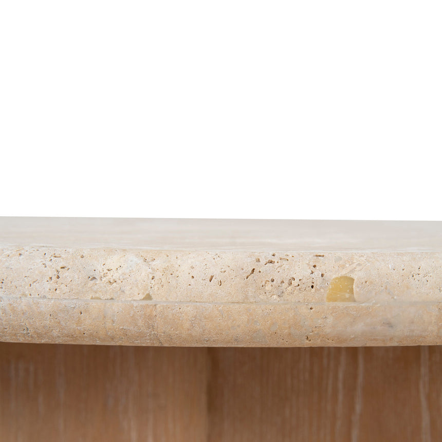 90cm Round Travertine Coffee Table - Natural