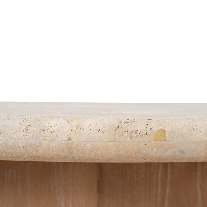 90cm Round Travertine Coffee Table - Natural