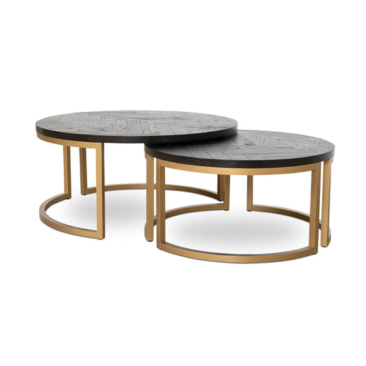 Nested Coffee Table - Peppercorn and Brass