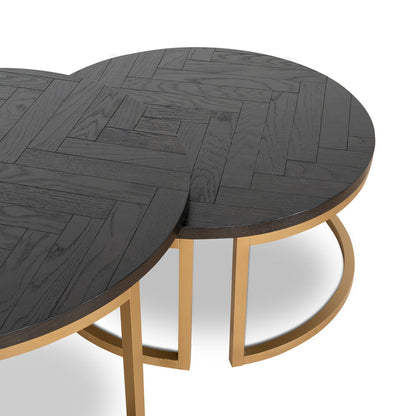 Nested Coffee Table - Peppercorn and Brass