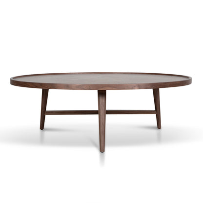 1.1m Wooden Round Coffee Table - Walnut