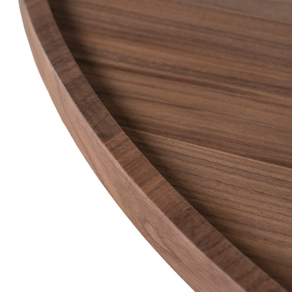 1.1m Wooden Round Coffee Table - Walnut