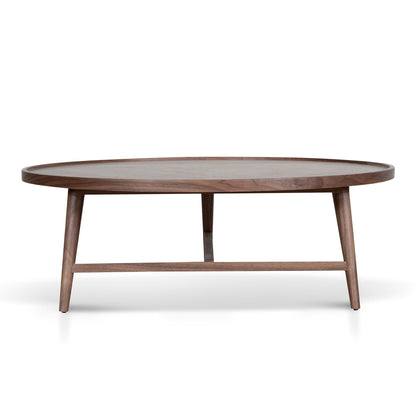 1.1m Wooden Round Coffee Table - Walnut