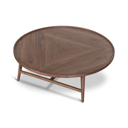 1.1m Wooden Round Coffee Table - Walnut