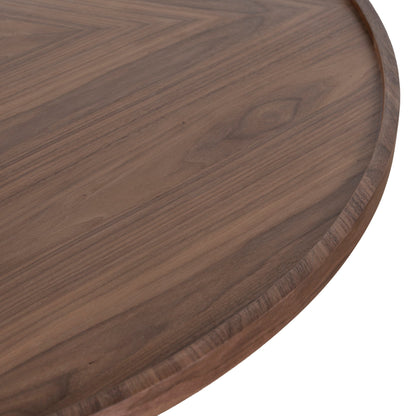 1.1m Wooden Round Coffee Table - Walnut