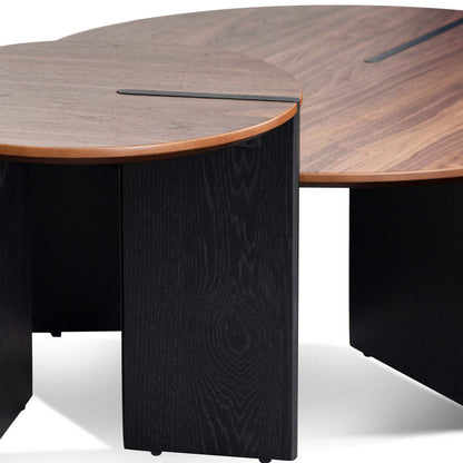 Nest of Light Walnut Coffee Table - Black Legs