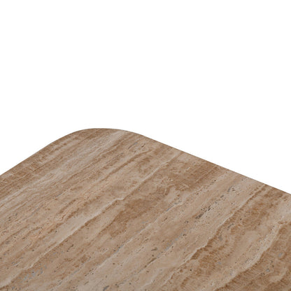 90cm Travertine Top Coffee Table - Walnut