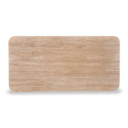 1.2m Travertine Top Coffee Table - White Base