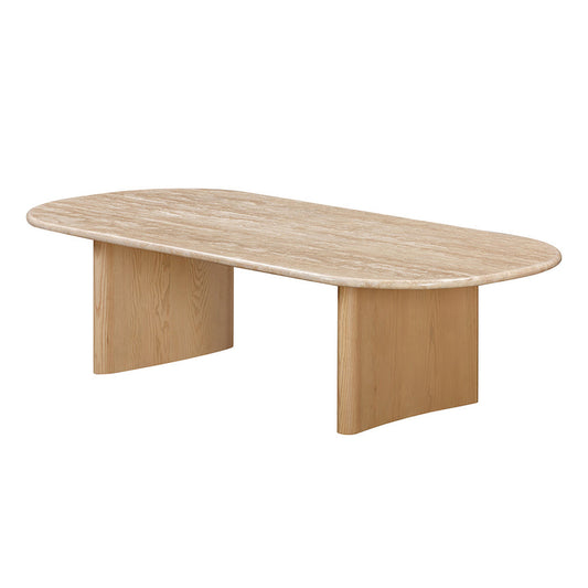 1.5m Travertine Top Coffee Table - Creme Ash