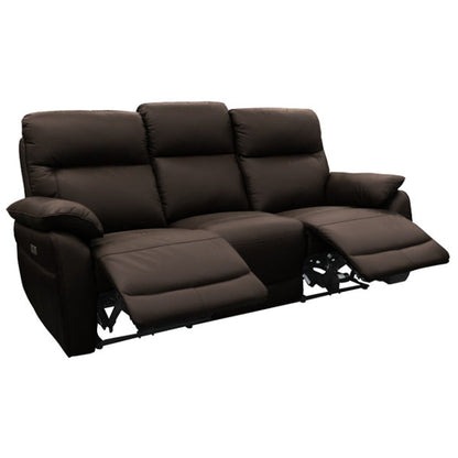 Jillian 3 Seater Leather Electric Recliner Sofa - Chocolate