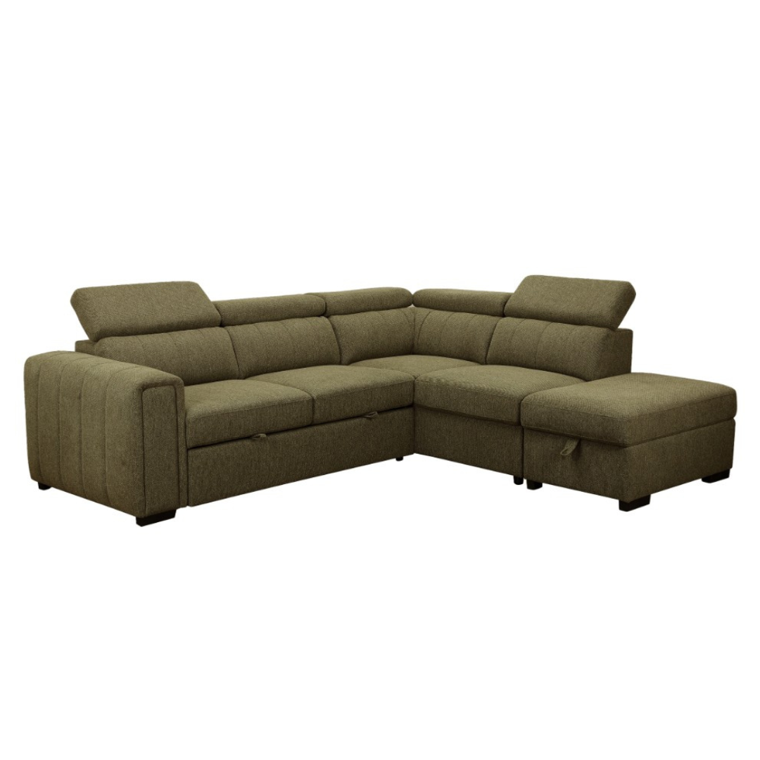 Odelia Lounge with Storage Ottoman - Green