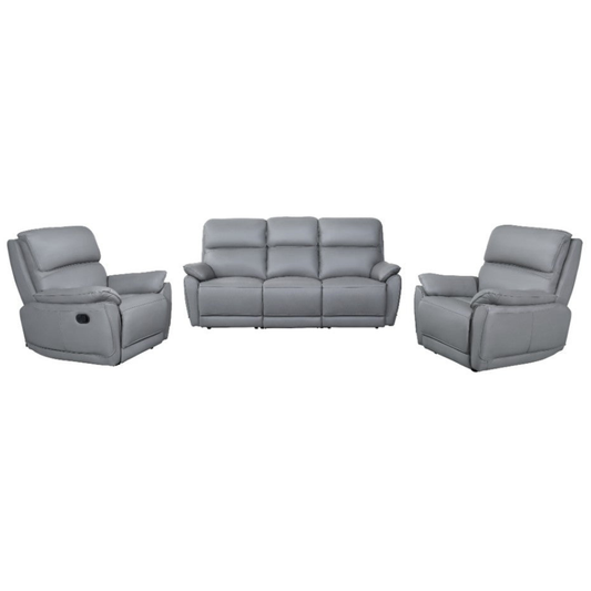York Leather Lounge Sofa with Manual Recliner