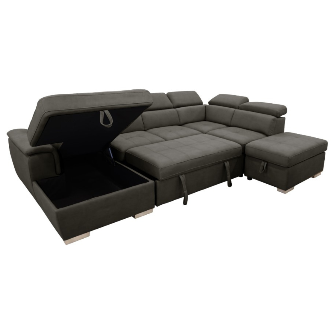 Brighton Corner Modular Fabric Lounge Suite - Charcoal