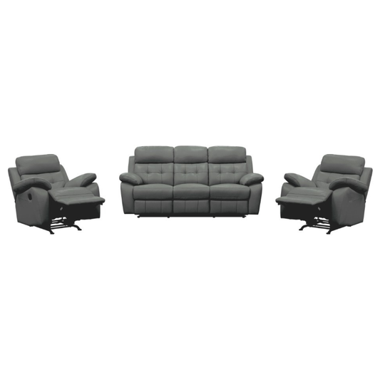 Cosmic Leather Recliner Lounge Set - Grey